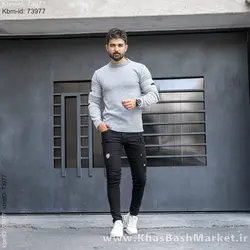 پلیور زاپ دار مردانه طوسی مدل solan