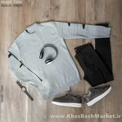 پلیور زاپ دار مردانه طوسی مدل solan