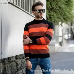 پلیور مردانه راه راه نارنجی مدل David