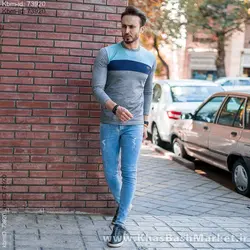 تیشرت پاییزه دوتیکه آبی سرمه ای مدل farhod