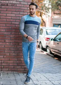 تیشرت پاییزه دوتیکه آبی سرمه ای مدل farhod