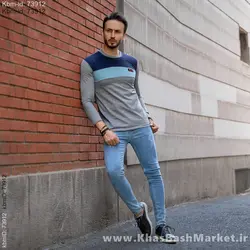 تیشرت پاییزه دوتیکه سرمه ای آبی مدل Farhod