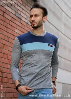 تیشرت پاییزه دوتیکه سرمه ای آبی مدل Farhod