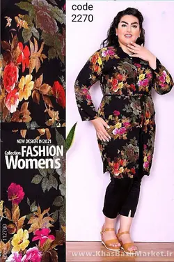 مانتو سایز بزرگ گلدار مامان جون کد 4765