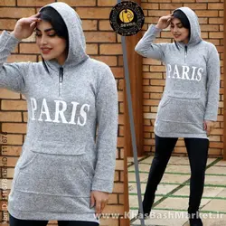 هودی زنانه پاریس نیم زیپ کد 43385