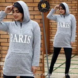 هودی زنانه پاریس نیم زیپ کد 43385