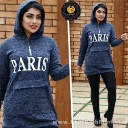 هودی زنانه پاریس نیم زیپ کد 43385