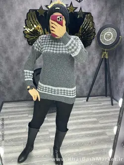 بافت یقه گرد طرح دار کد 40198