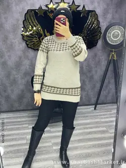 بافت یقه گرد طرح دار کد 40198