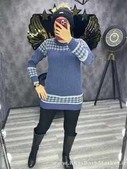 بافت یقه گرد طرح دار کد 40198