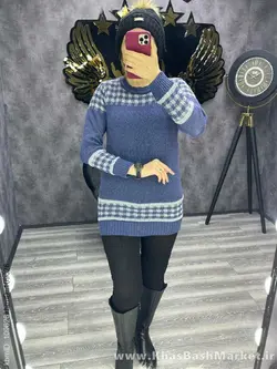 بافت یقه گرد طرح دار کد 40198