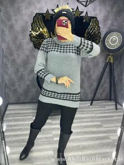 بافت یقه گرد طرح دار کد 40198