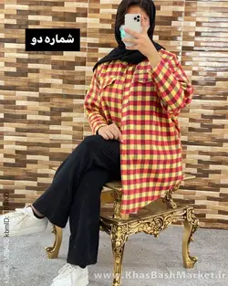 مانتو چهارخونه جیب بالا کد 40218