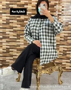 مانتو چهارخونه جیب بالا کد 40218