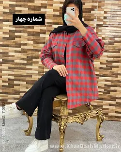 مانتو چهارخونه جیب بالا کد 40218