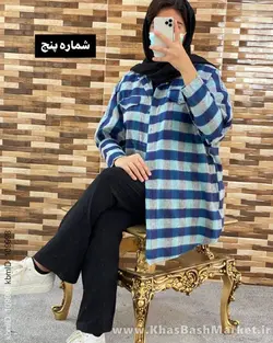 مانتو چهارخونه جیب بالا کد 40218