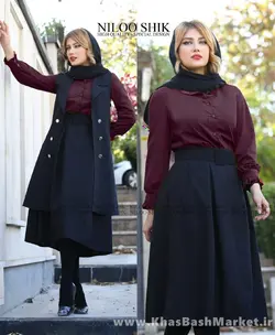 4 تیکه بلوز دامن کمربند و رویه مدل عاطفه کد 43545