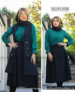 4 تیکه بلوز دامن کمربند و رویه مدل عاطفه کد 43493