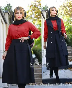 4 تیکه بلوز دامن کمربند و رویه مدل عاطفه کد 111059