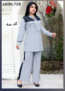 تونیک شلوار بالا گیپور کراواتی کد 3700