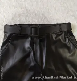شلوار چرم کمربند دار کد 23377