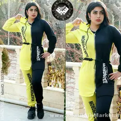 هودی شلوار دو رنگ زرد مشکی کد 5671