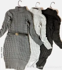 ماکسی یقه اسکی تمام مارپیچ چاک دار کد 3631