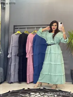 مانتو عروسکی پله ای بدون کمربند کد 6381