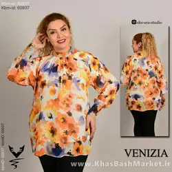 شومیز طرحدار یقه دکمه کد 8200
