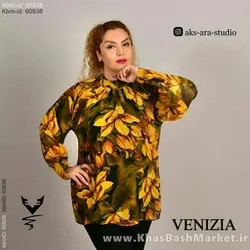 شومیز طرحدار یقه دکمه کد 8200