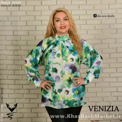 شومیز طرحدار یقه دکمه کد 8200