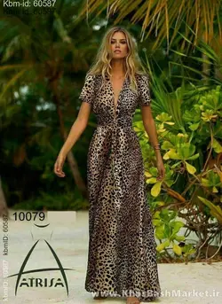 پیراهن جلو زیپ دار پلنگی مدل ساحل کد 8337