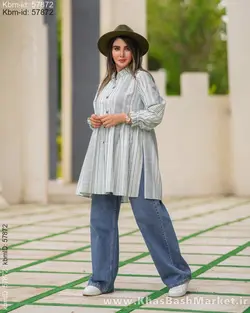 مانتو لنین راه راه چین دار کد 6968