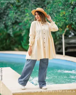 مانتو لنین راه راه چین دار کد 6968