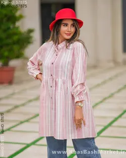 مانتو لنین راه راه چین دار کد 6968