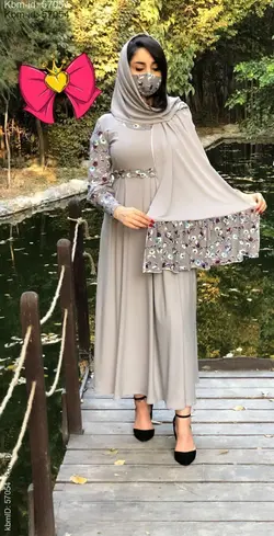 ست سه تیکه شال و پیراهن و ماسک کد 5951