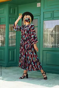 ست مانتو ساحلی با ماسک کد 5396