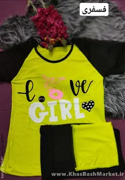 تیشرت شلوار آستین رگلان توردار طرح girl کد 34288