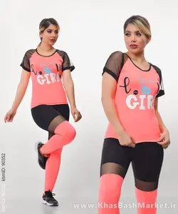 تیشرت شلوار آستین رگلان توردار طرح girl کد 34288