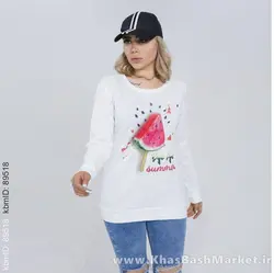 بلوز یلدا طرح بستنی سه بعدی طرح قلبی و نیم قاچ ساده کد 40864