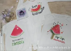 بلوز یلدا طرح بستنی سه بعدی طرح قلبی و نیم قاچ ساده کد 40864