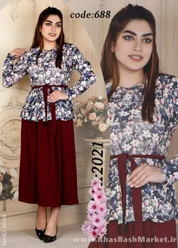 تونیک دوتیکه وصل طرح دامن کد 43220