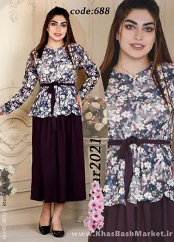 تونیک دوتیکه وصل طرح دامن کد 43220