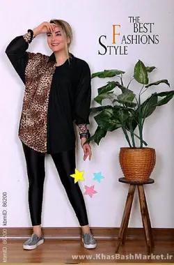 تونیک زنانه جلو بسته پلنگی کد 33824