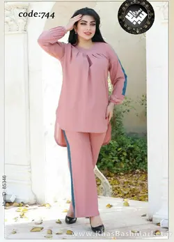تونیک شلوار زنانه یقه قایقی نوار بغل کد 744