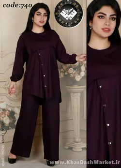 تونیک شلوار دگمه دار مچ کش کد 740