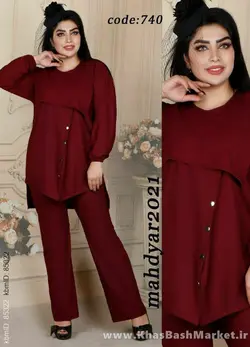 تونیک شلوار دگمه دار مچ کش کد 740