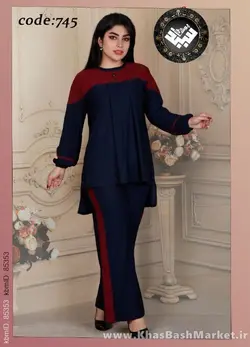 تونیک شلوار زنانه پشت بلند بغل دکمه کد 745