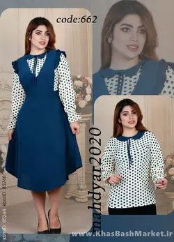 تونیک دوتیکه زنانه ضربدری کد 662