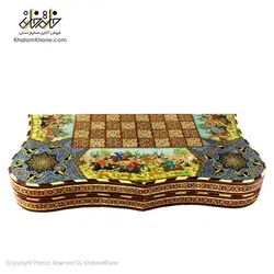 تخته نرد خاتم کاری طرح چوگان دال بر